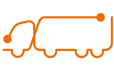 Orange shipping truck icon