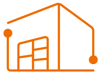 Orange warehouse icon
